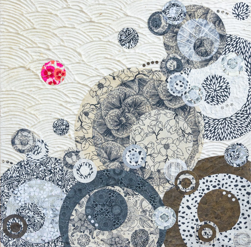 Paper collage, "Different Drummer"