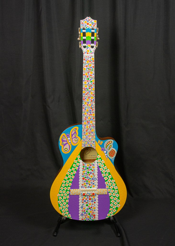 Display-only Pop Art Guitar, "Dots and Daisies"
