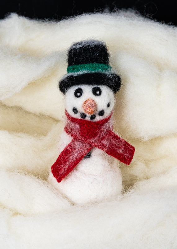Felted 3D Art, "Snowman-1"
