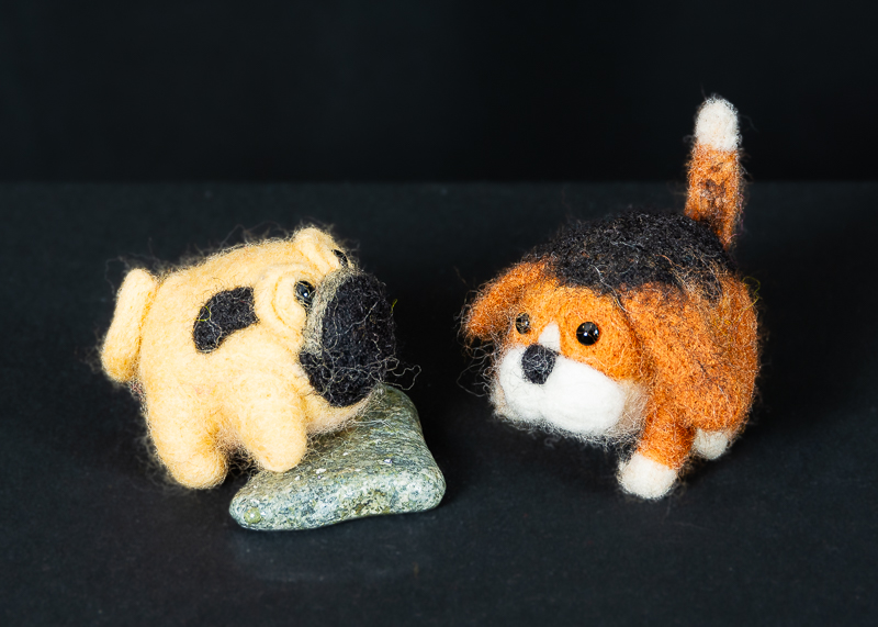 Felted 3D Art, "Tiny Dogs-1"