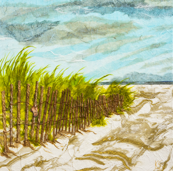 Paper collage, "Walk on the Beach"